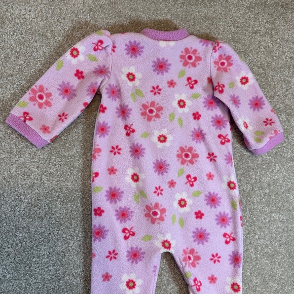 Little Me Baby Girls Purple Floral Fleece Footed Pajamas Sleepers 9M Vintage - Picture 7 of 7